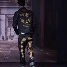 Evisu Новая высококачественная модная теплая дышащая мужская куртка с принтом вышитая мужчины женщины пары ковбойская Одежда Пальто Тренч