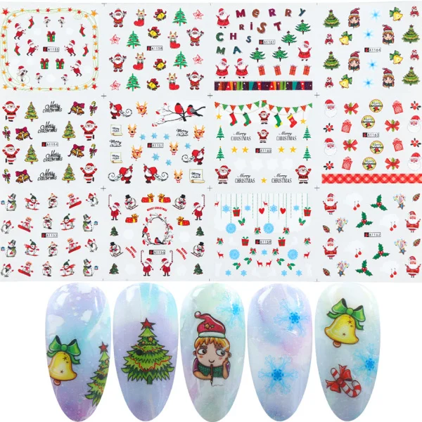 Рождественские крутые наклейки с Сантой для ногтей Снежинка цветы для ногтей рождественские наклейки для дизайна ногтей зимние клеящиеся Слайдеры для маникюра CHBN/A-1 - Цвет: A1153-1164