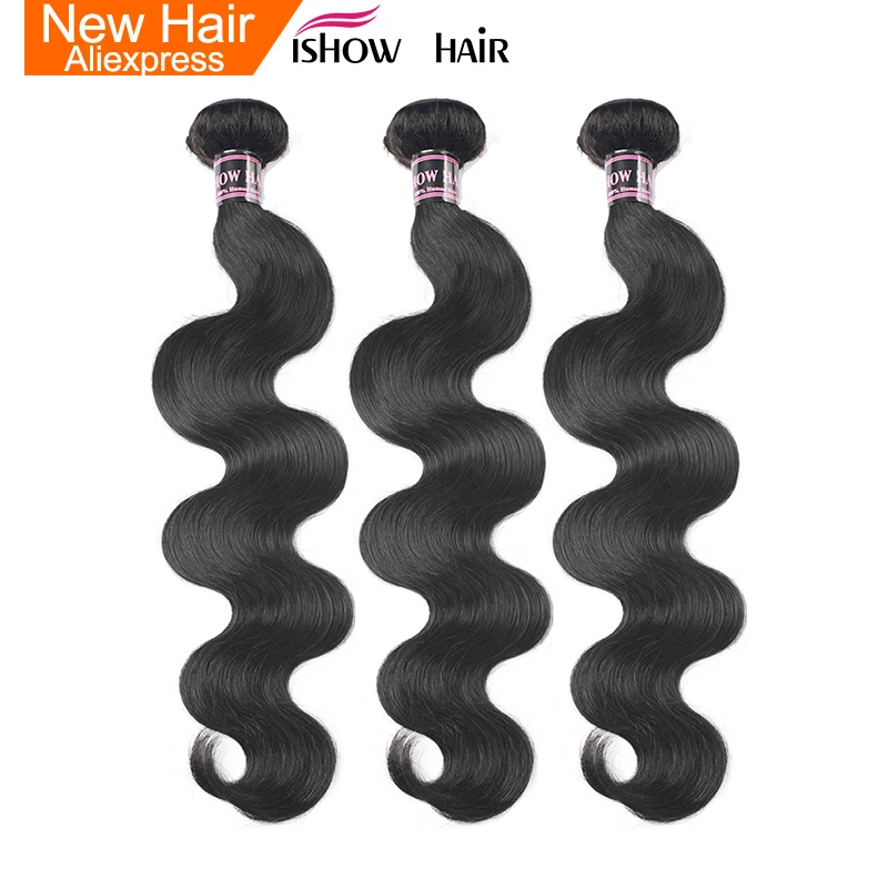 

Ishow Malaysian Body Wave 3 Bundles Human Hair Weave Bundles Extensions Natural Black Non Remy Double Drawn Hair Weft