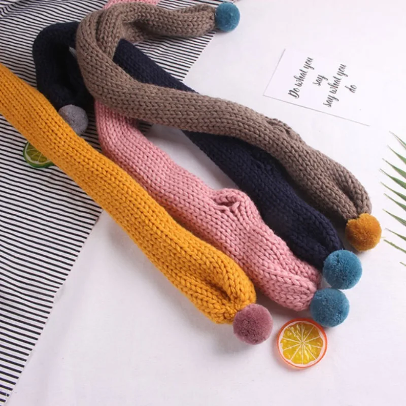 Зимний детский шарф однотонные вязаные мягкие теплые шарфы теплые зимние аксессуары для мальчиков и девочек