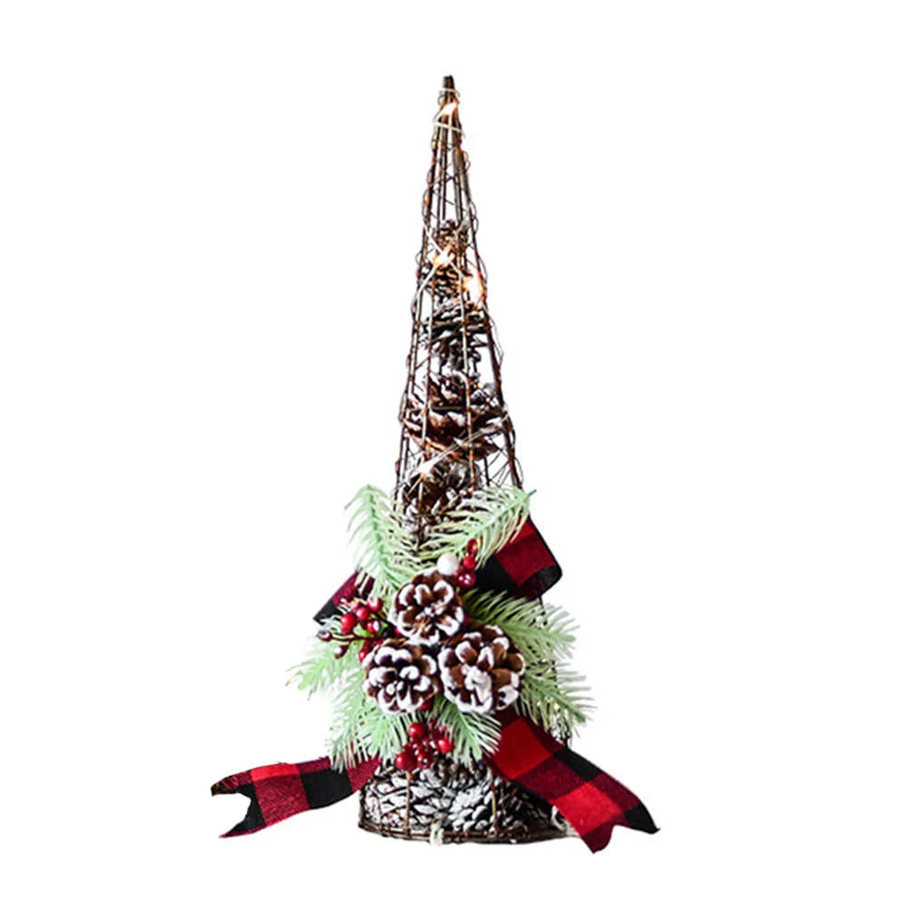 

Wedding Iron Decoration Pine Cones Battery Operated With Light Festival Tower Tree Led Home Portable Table Christmas Outdoor