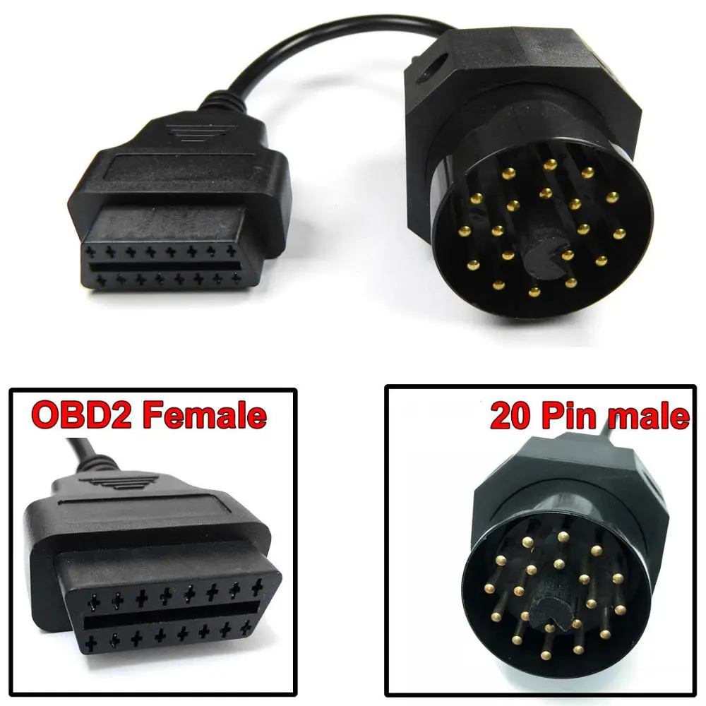 Лучшая цена OBD ODB2 для BMW 20pin II адаптер разъем 20PIN штекер до 16PIN женский OBD2 адаптера |
