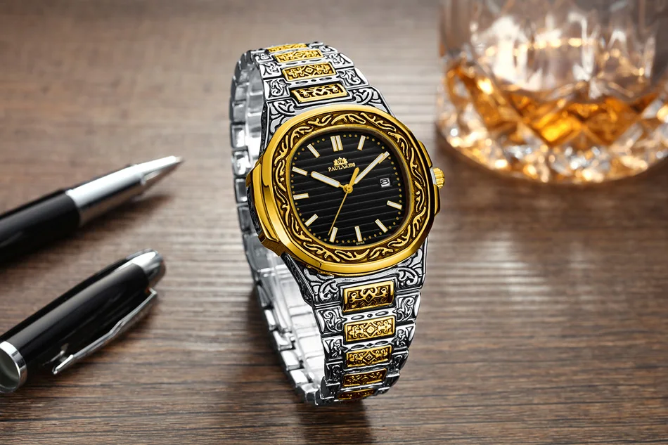 Luxe sculpté Antique Vintage lumineux or Rose jaune or argent dégradé bleu gris café Quartz hommes_voghion.com