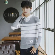 Новая мода полосатый свитер с длинным рукавом модный мужской свитер Повседневный городской Moda Outono Inverno Masculina мужская одежда DD5MY