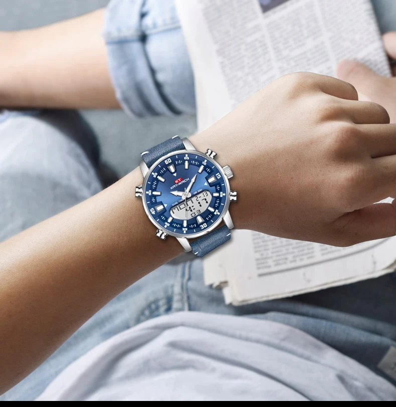 KAT-WACH Brand New Fashion Trend Big Dial Men's Watches Multifunctional Dual Display Quartz Electronic Watch Relogio Masculi