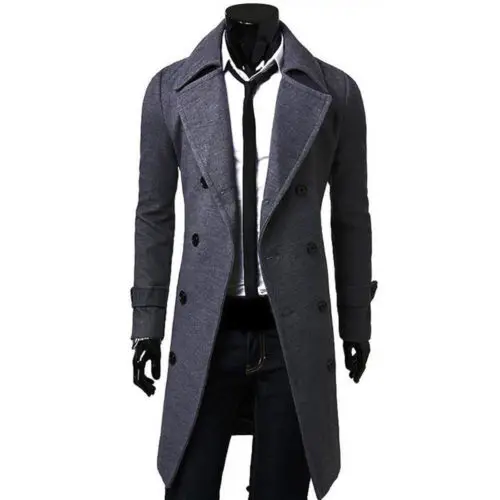 Men Formal Style Long Clothing Length Double Breasted Solid Pattern Type Conventional Cuff Style Turn-down Collar