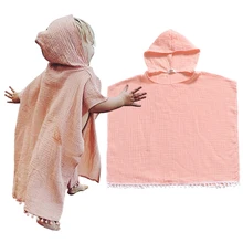 

2021 Summer Girl Hooded Cloak Newborn Outfit Baby Muslin Clothes Infant Kids Cotton Linen Trench Unisex Boy Girl Cape 1-4 Years