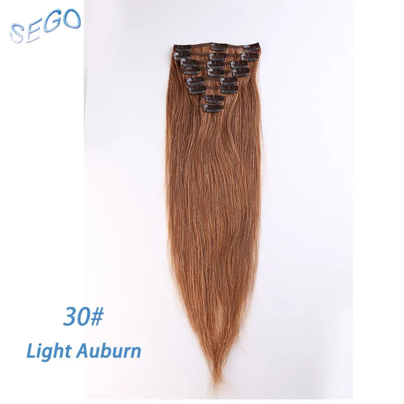 #30 SEGO 1"-24" 55-80 г, Пряди человеческих волос для наращивания Remy волосы цвета блонд для наращивания 8 шт./компл. бразильские натуральные волосы прямые волосы на заколках - Цвет: #30