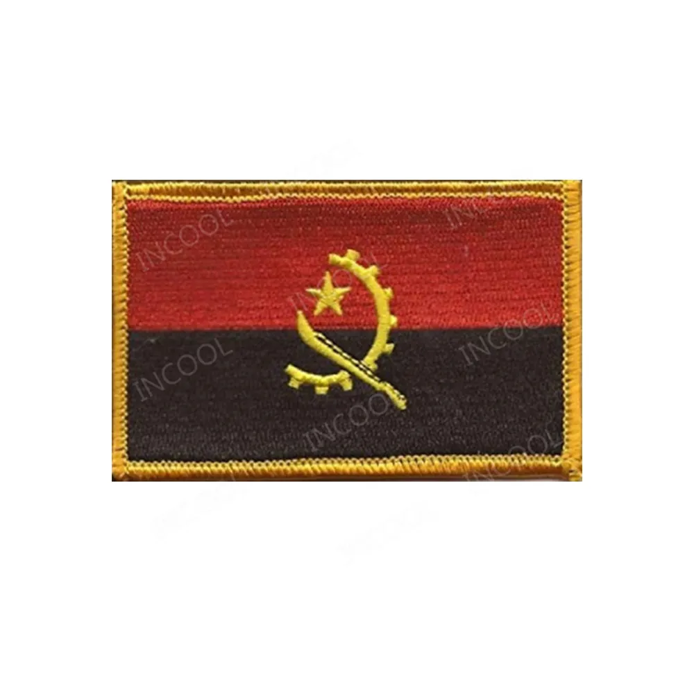 Angola Flag Южная Африка, Египет, Кения, Нигерия, Ангола, туника, Марокко, Судана, Мальты, флаги, вышитые патчи-эмблемы, Аппликации, 3D значки - Цвет: Angola Flag