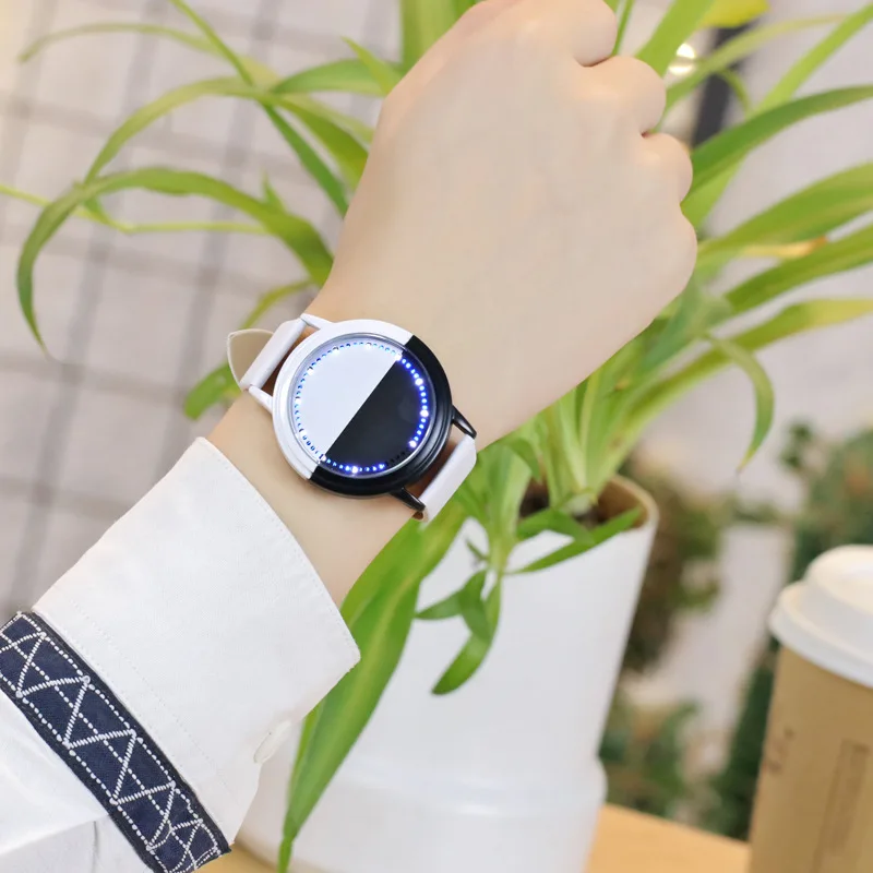 

2017 New Style Fashion Touch Screen Watch LED Black And White Case Cool Students Watch COUPLE'S Watch