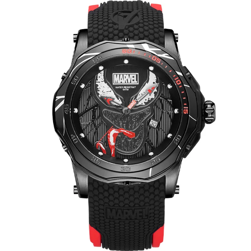Marvel Мстители VENOM мужские 5ATM водонепроницаемые часы из нержавеющей стали силиконовый ремешок Мужские Спортивные трендовые часы армейские Reloj черные Супергерои - Цвет: Черный