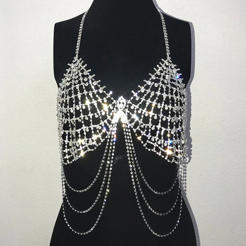 

Bling Metallic Rhinestones Party Crop Top 2020 Fashion Backless Diamonds Camis Cropped Top Women Sexy Night Club Party Wear