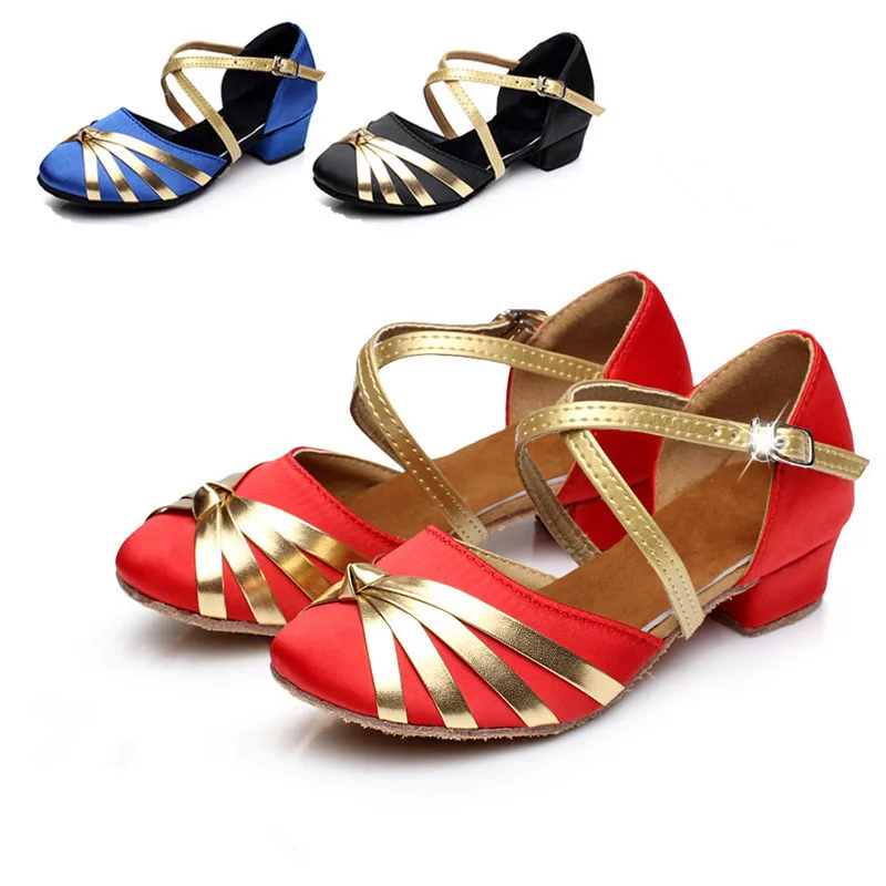 Satin/pu Latin Shoes Ballroom Tango Dance Shoes For Children Child Kids