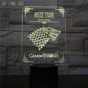 

House Stark of Winterfell Children's Night Light LED Sign USB Touch Sensor Game of Thrones Room Decorative Desk Lamp Ice Wolf