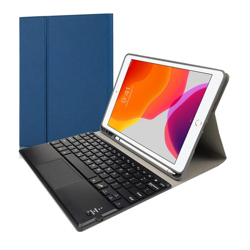 Чехол с клавиатурой Bluetooth для iPad 10,2 дюймов, беспроводной чехол с клавиатурой Bluetooth, тонкий чехол с подставкой