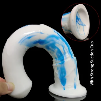 YOCY Realistic Horse Dildo Long Stimulator Aniaml Fake Penis Silicone Colorful Butt Plug Sucker Dildos Couples Toys Masturbation 6