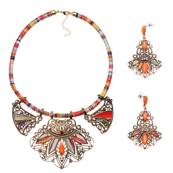 

PIXNOR Fashion Jewelry Set Bib Necklace Earrings Set Bohemian Style Jewelry 2020 New Trendy Jewerly Set Girls Birthday Gift