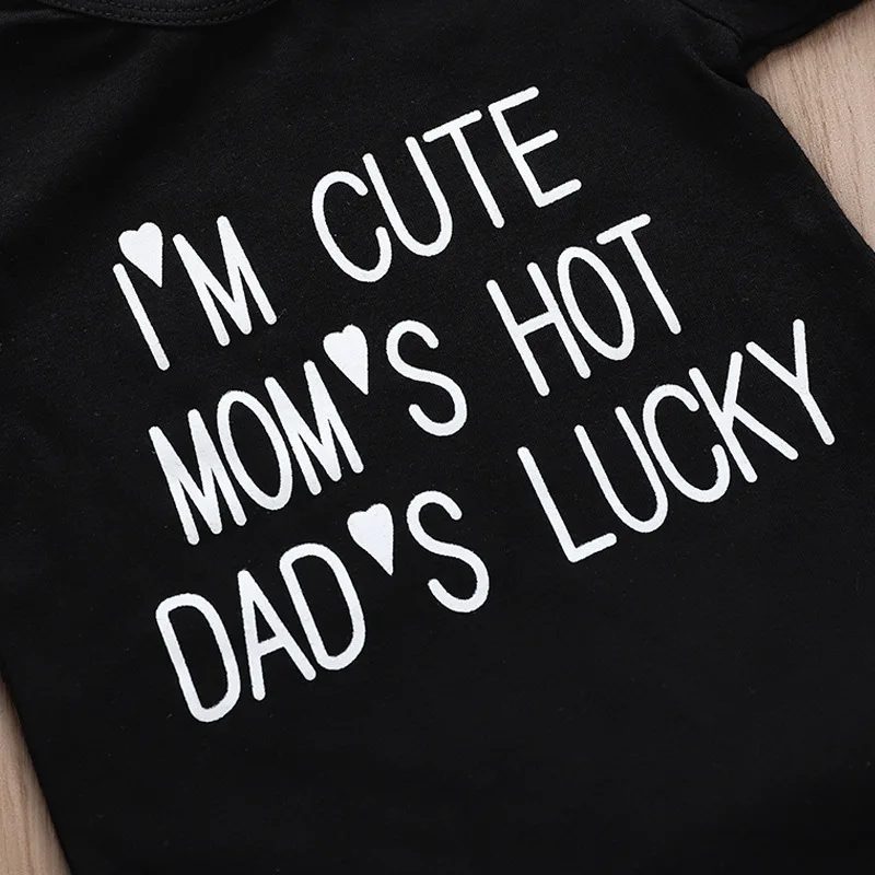 Комбинезоны для новорожденных с надписью I'm Cute Mom'S Hot Dad'S Lucky черные крошечные
