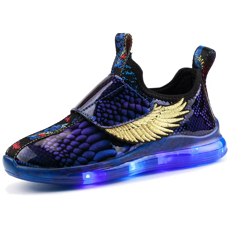 

RISRICH Kids light shoes with LED for baby toddler boys glowing light up luminous sneakers with wings kids USB charging shoes