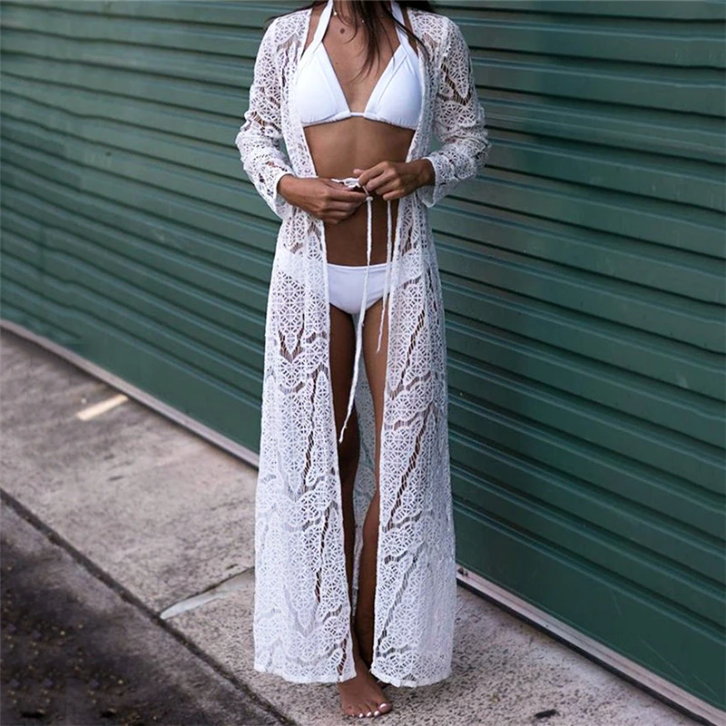 

Boho Beach Summer Womens Tops and Blouses Elegant Lace Cardigan femme Loose tunic kaftan Mesh Ladies Sexy Playa Beachwear