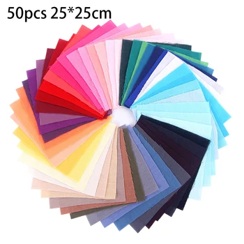 

Handmade 50pcs DIY Cotton Fabrics Patchwork Group Plain Square Cotton Cloth DIY Manual Solid Color Cloth 25*25cm