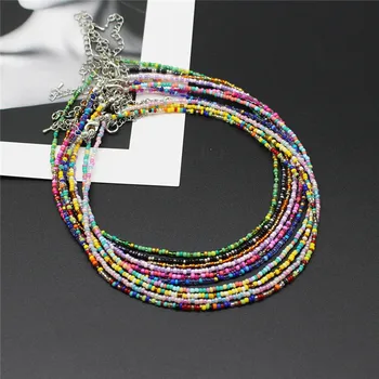 New Korean Sweet Colorful Chokers Collar Boho Seed Beaded Clavicle Necklaces for Women Girls Trendy Jewelry