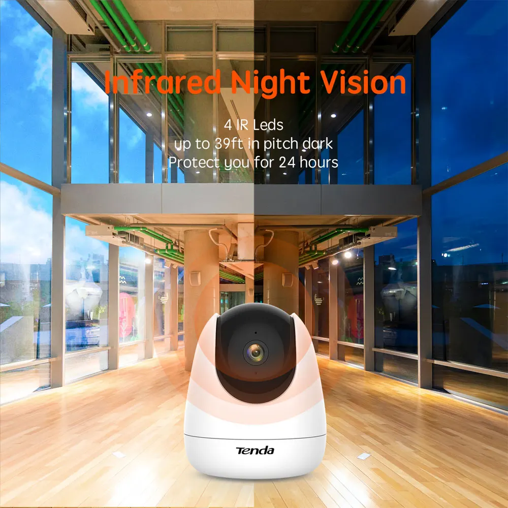 Tenda CP3/CP6 1080P/2K Full-Hd Surveillance Cam 360° PTZ Wifi IP CAMERA 2Mp Wireless Webcam Audio Night Vision Baby Care Cloud