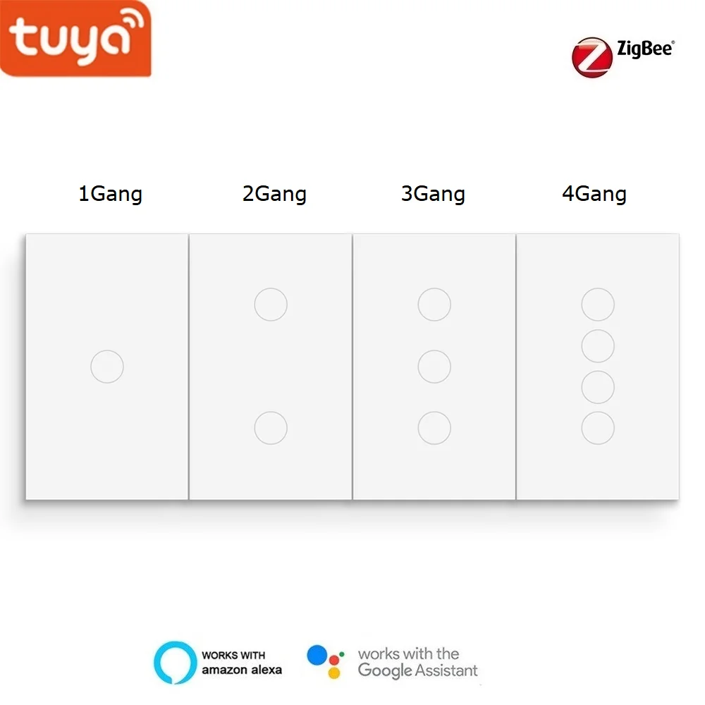 Zigbee умный сенсорный настенный выключатель US 120 1/2/3/4-банный светильник Голосовое