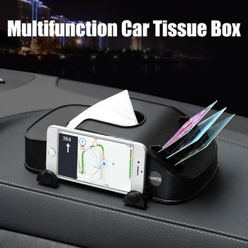 

Multifunction 3 in 1 Car Tissue Box Auto Napkin Card Holder Container Mobile Phone Bracket Car Accessories Portable Paper Box