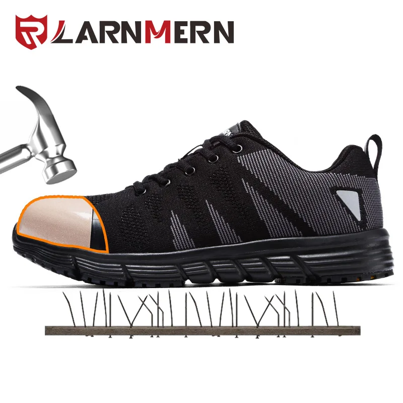 LARNMERN Мужская Рабочая защитная обувь со стальным носком строительные кроссовки легкие дышащие анти-разбивающиеся