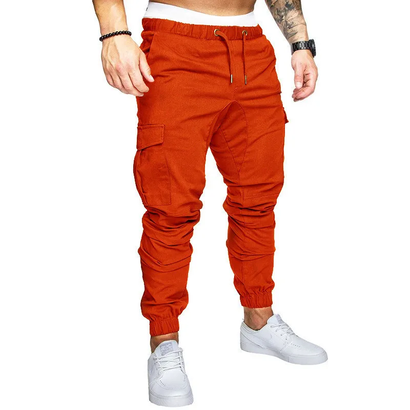 Мужские брюки карго, повседневные джоггеры, мужские однотонные хлопковые длинные брюки, Pantalon, Homme, военные, хип-хоп леггинсы, тактическая Мода - Цвет: 811 Orange