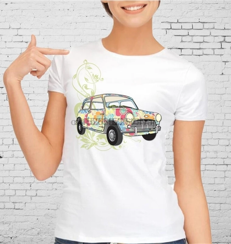 

Classic Mini Austin Cooper Car T Shirt Quality T Shirts Women Printing Austin Mini Short Sleeve White T Shirt