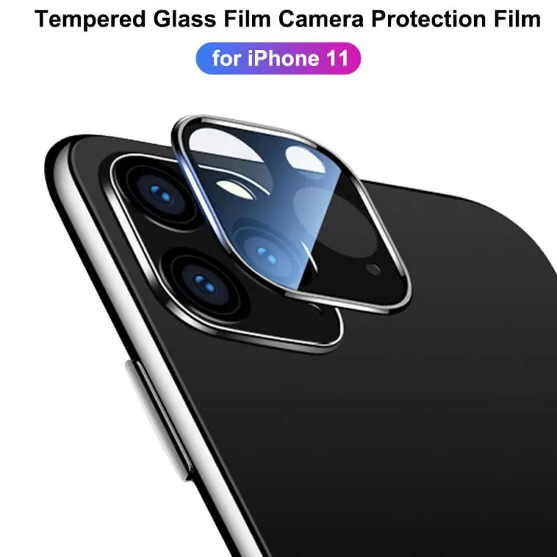 Металлическое покрытие, закаленное стекло, задняя крышка, полное покрытие, кольцо для объектива камеры для iPhone 11 Pro Max, защита экрана, Задний защитный чехол