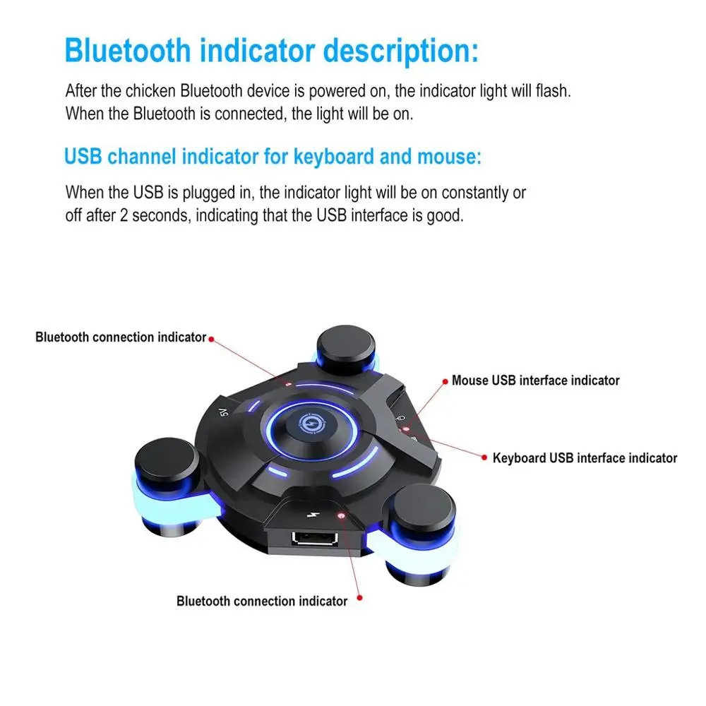 Portable Bluetooth Gaming Converter Mobile Bluetooth Adapter Gaming Keyboard Mouse Converter For Android/IOS For PUBG 40OCT10