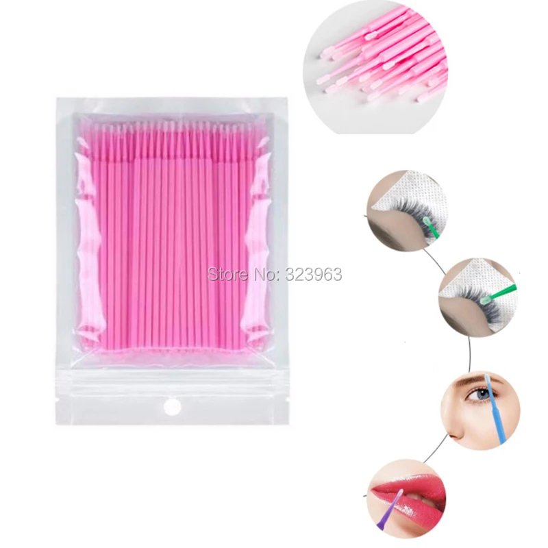 1000cs Disposable MicrBrush Makeup Brushes Eyelash Extension Cotton Swab Micro Masacra Brush Lash Removing Applicators 5 Colors