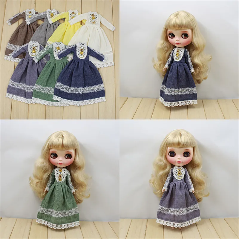 Blyth Кукольное платье с длинными рукавами винтажное подарок для девочек подходит