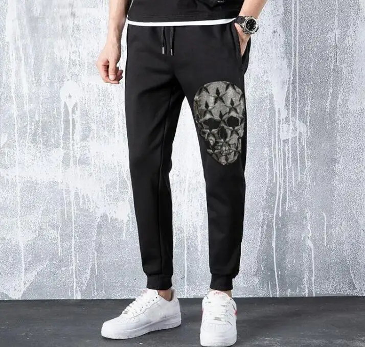 

Autumn Winter Men Sweatpants with Rhinestones asina size M-4XL pants