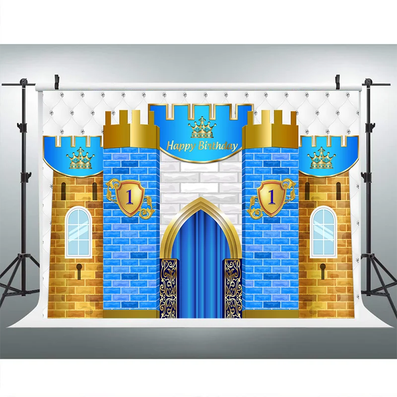 MEHOFOTO Foto sfondo blu Little Prince Boy Happy Birthday Royal Celebration Fondali per fotografia 2,1 x 1,5 m