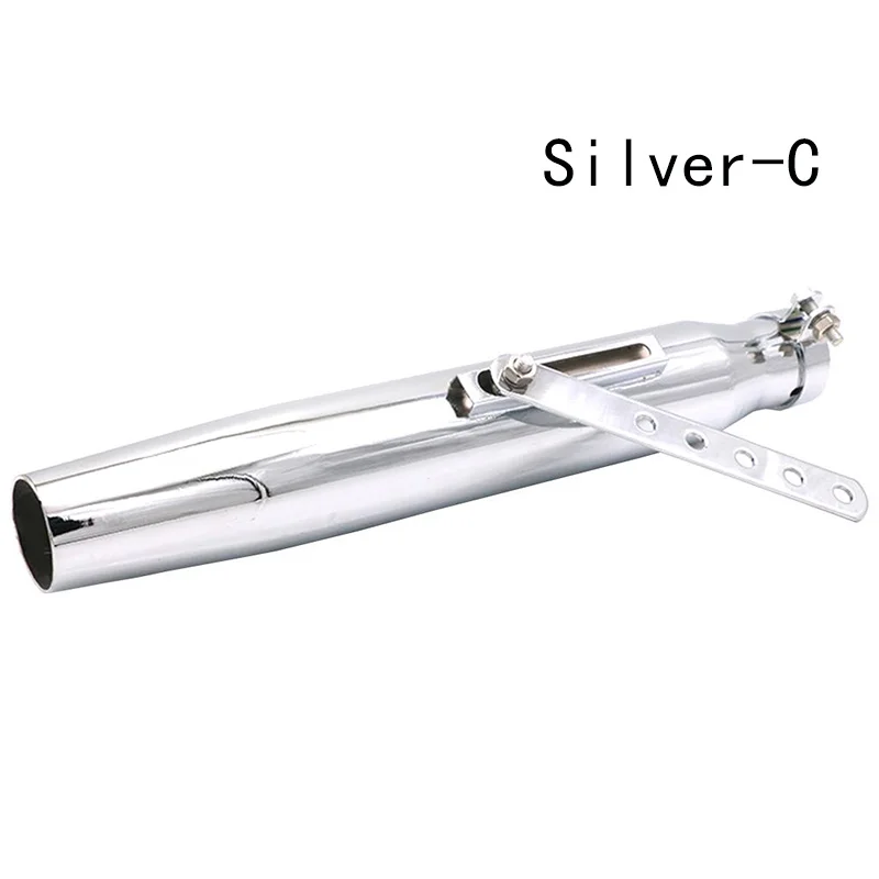silver-C Универсальный глушитель из нержавеющей стали выхлопная труба мотоцикл винтажный модифицированный глушитель гонщик черный серебристый - Цвет: silver-C