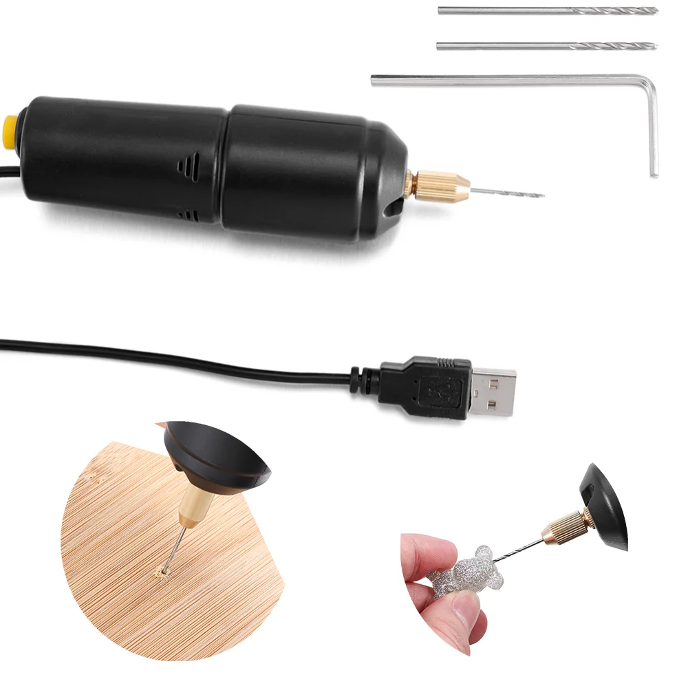 

1 Set Rsein Tool Mini Electric Drill Handheld for Pearl Epoxy Resin Jewelry Making DIY Wood Craft Tools with 5V USB Data Cable