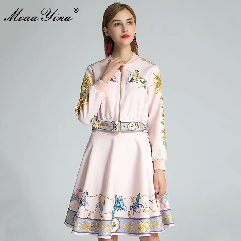 MoaaYina Fashion Set Autumn Women's Dress Long