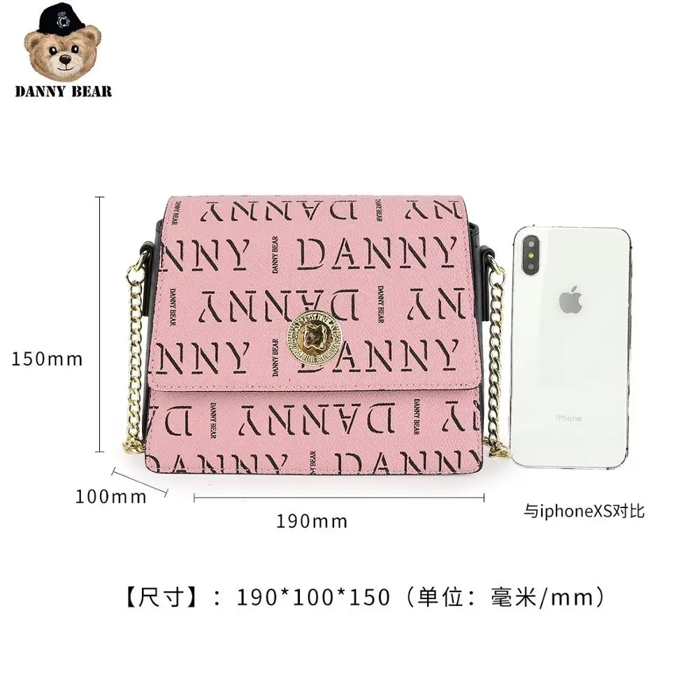 Danny Bear, Женская Повседневная сумка с буквенным принтом, синяя, розовая, маленькая квадратная сумка, DTB9916026-205L