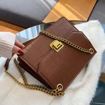 

Crocodile pattern Square Crossbody bag 2020 New High quality PU Leather Women's Designer Handbag Chain Shoulder Messenger Bag