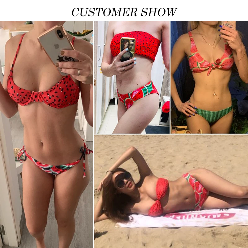 In-X Watermelon swimsuit female Sexy knot bikinis mujer Push up swimwear women bathers Summer beach wear bathing suit new