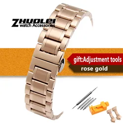 Stainless Steel Universal Watch Bracelet with Curved Strap Design (14-24mm) for 22mm (Rose gold)