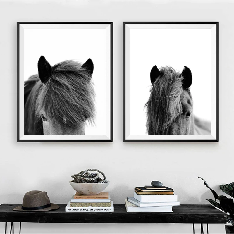 Black-and-White-Icelandic-Horse-Posters-and-Prints-Farmhouse-Rustic-Decor-Scandinavian-Wall-Art-Canvas-Painting (1)