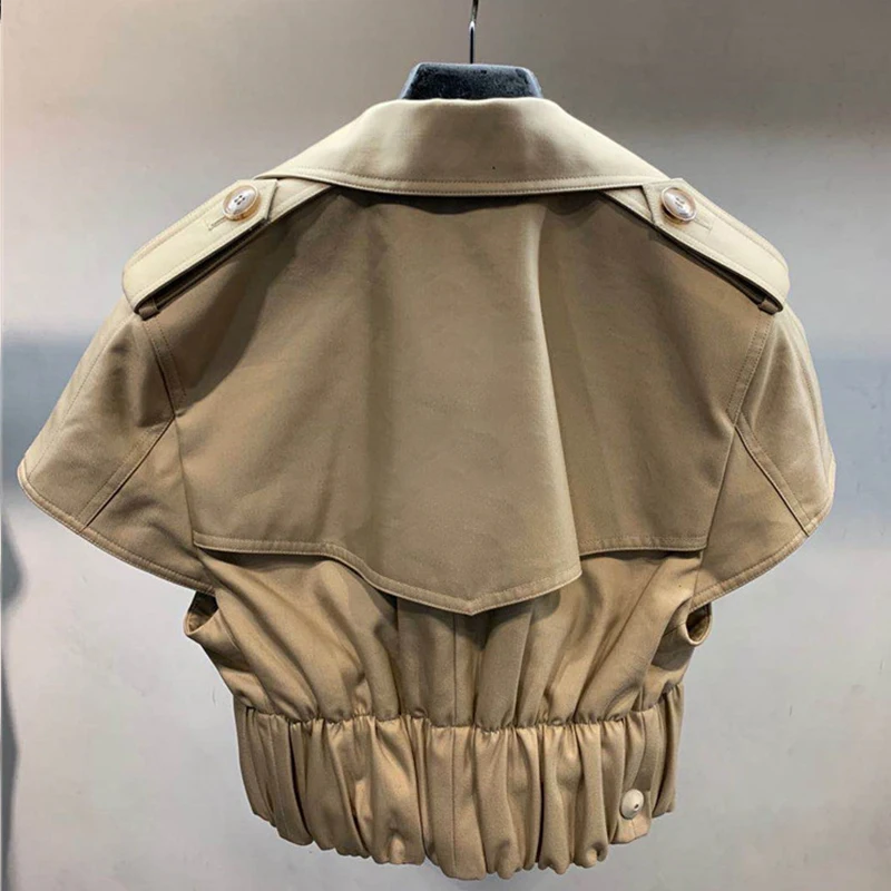 AW2020 early autumn new camel elastic waist double