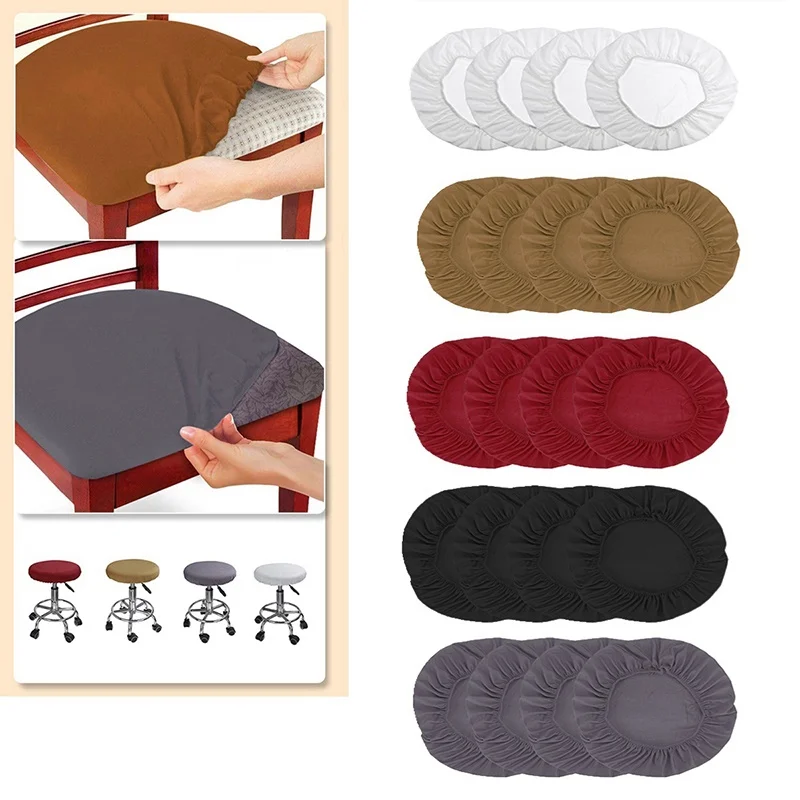 Description Picture 2 of item1Pc Removable Round Chair Protector Dining Room Chair Seat Cover Washable Elastic Cushion Covers for Oblong Round Square Chairs
