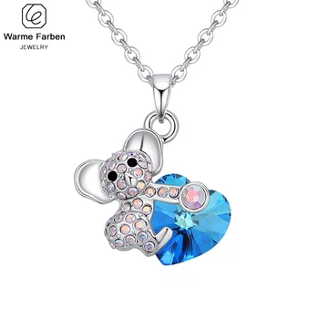 

Embellished with Crystal from Swarovski Korean Necklace Lovely Little Bear Crystal Pendant Necklace Jewelry Choker Necklace