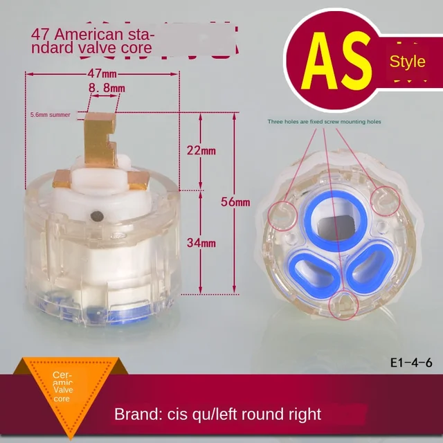 Faucet valve core hot and cold mixed temperature-resistant ceramic valve chip 25/35/40 dish basin basin switch repair parts AS 47 spool